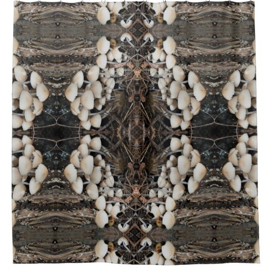 White Wild Mushrooms Abstract Natuur Pattern Douchegordijn (Voorkant)