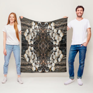 White Wild Mushrooms Abstract Natuur Pattern Fleece Deken