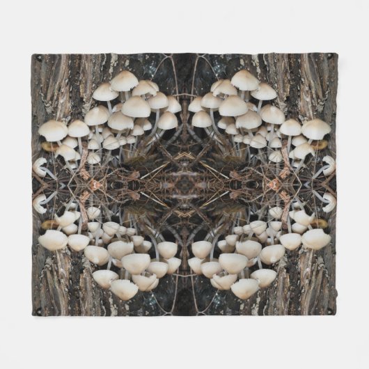 White Wild Mushrooms Abstract Natuur Pattern Fleece Deken (Voorkant (Horizontaal))