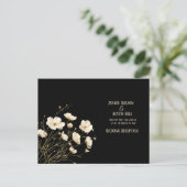 White Wild Poppies On Black Wedding Briefkaart (Staand voorkant)