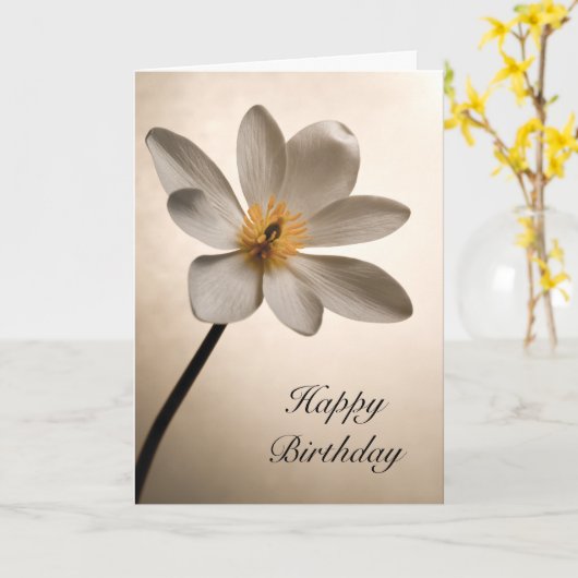White Wildflower Birthday Kaart (Gele Bloem)