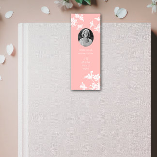 White Wildflower Mini Funeral Bladwijzer Kaart Mini Visitekaartje