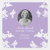 White Wildflower Mini Funeral Bladwijzer Vierkante Sticker (Voorkant)