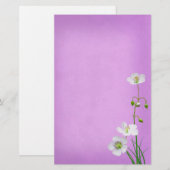 White Wildflower op Paars huwelijk Briefpapier (Voorkant / Achterkant)