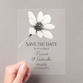 White Wildflower Wedding Save the Date Acryl Uitnodigingen (Insitu (Draagbaar))