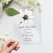 White Wildflower Wedding Save the Date Acryl Uitnodigingen