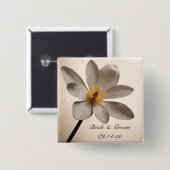 White Wildflower Wedding Vierkante Button 5,1 Cm (Voorkant /achterkant)