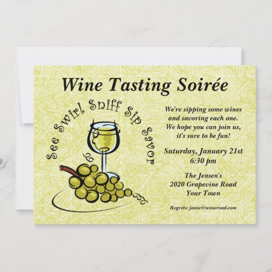 White Wine 5 S's Party Invitation Kaart (Voorkant)