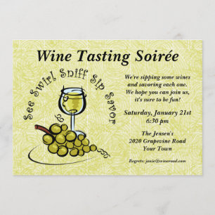 White Wine 5 S's Party Invitation Kaart