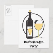 White Wine Bachelorette Party Uitnodiging Briefkaart (Voorkant / Achterkant)