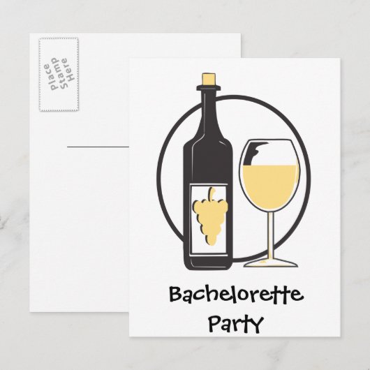 White Wine Bachelorette Party Uitnodiging Briefkaart (Voorkant / Achterkant)