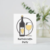 White Wine Bachelorette Party Uitnodiging Briefkaart (Staand voorkant)