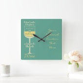 White Wine Glass custom wall clock Vierkante Klok (Huis)