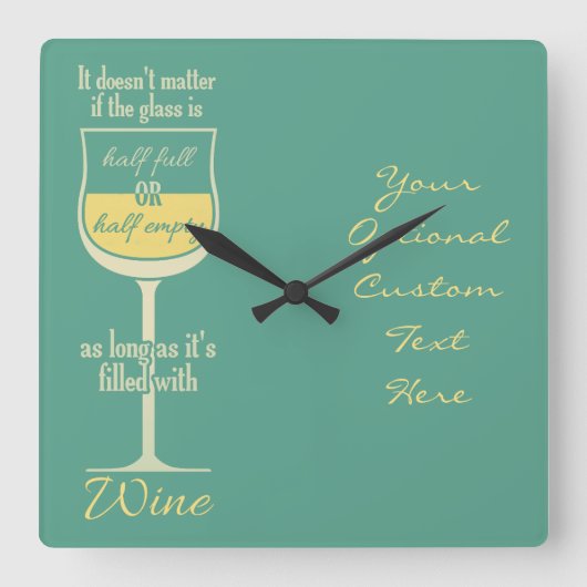 White Wine Glass custom wall clock Vierkante Klok (Voorkant)