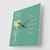 White Wine Glass custom wall clock Vierkante Klok (Hoek)