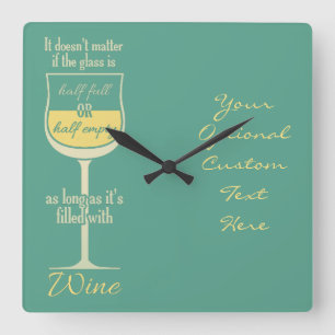 White Wine Glass custom wall clock Vierkante Klok