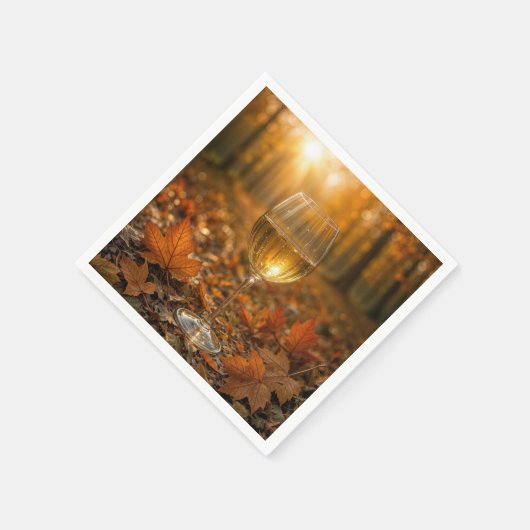 White Wine Glass In Autumn Maple Leaves Servet (Hoek)