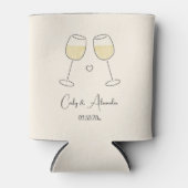White Wine Glass Wedding Verloving Jubileum Blikjeskoeler (Voorkant)