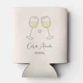 White Wine Glass Wedding Verloving Jubileum Blikjeskoeler (Achterkant)
