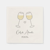 White Wine Glass Wedding Verloving Jubileum Servet (Voorkant)
