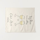 White Wine Glass Wedding Welcome Wandkleed (Voorkant (horizontaal))