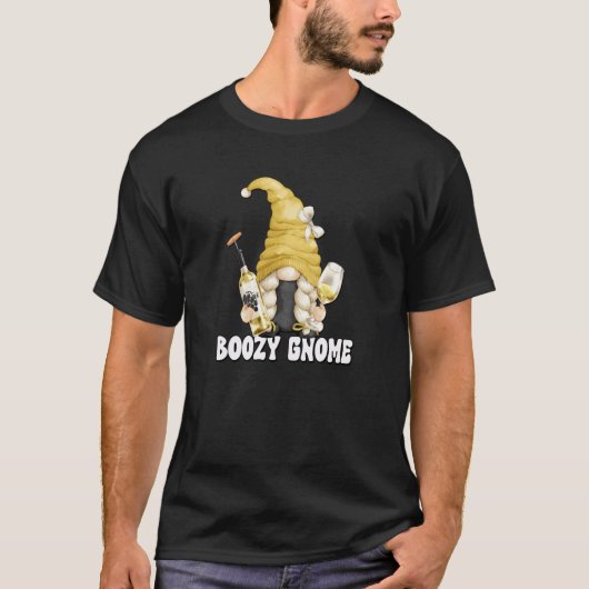 White Wine Mom Graphic For Wine Boozy Gnome T-shirt (Voorkant)