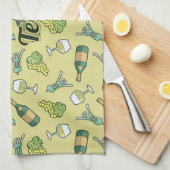 White Wine Pattern Kitchen Towel Theedoek (Quarter Fold)