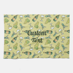 White Wine Pattern Kitchen Towel Theedoek