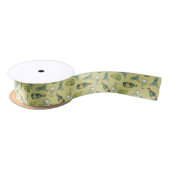 White Wine Pattern Satin Ribbon Satijnen Lint (Spoel)