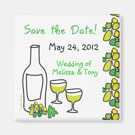White Wine Vineyard Wedding Save the Date Magnet (Voorkant)