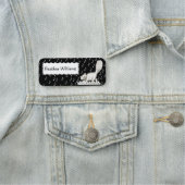 White Winking Cat op Piano Keys Muzieknoten Naamplaatje (In situ)