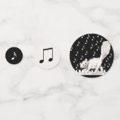 White Winking Cat op Piano-Muzieknoten Confetti (Achterkanten)