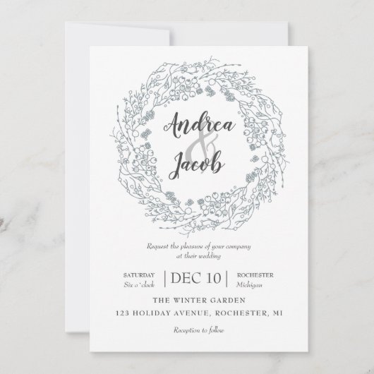 White winter Berries met bruiloft Kaart (Voorkant)