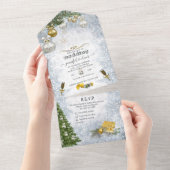 White Winter Celebration All in One Wedding Invite All In One Uitnodiging (Afscheurbaar)