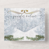 White Winter Celebration All in One Wedding Invite Uitnodiging (Achterkant)