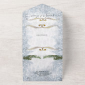 White Winter Celebration All in One Wedding Invite Uitnodiging (Buitenkant)