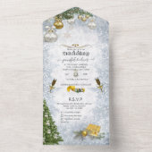 White Winter Celebration All in One Wedding Invite Uitnodiging (Binnen)