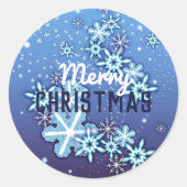White Winter Crystal  sneeuwvlokken op blauw Ronde Sticker (Voorkant)