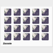White Winter Floral Purple Wedding Vierkante Sticker (Vel)