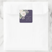 White Winter Floral Purple Wedding Vierkante Sticker (Tas)