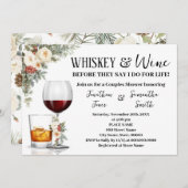 White Winter Floral Whiskey & Wine Couples Shower Kaart (Voorkant / Achterkant)