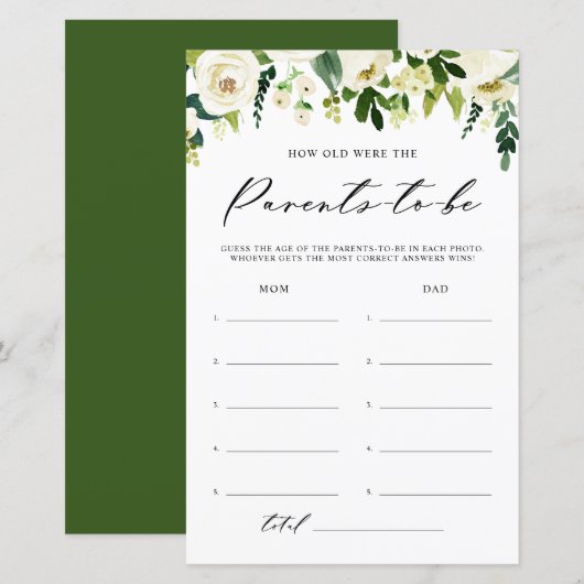 White Winter Flowers Hoe oud waren de ouders Kaart (Voorkant / Achterkant)