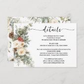 White Winter Flowers Wedding Details Insert Card Informatiekaartje (Voorkant / Achterkant)