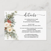 White Winter Flowers Wedding Details Insert Card Informatiekaartje (Voorkant)