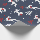 White Winter Forrest Foxes kerstboompatroon Cadeaupapier (Hoek)