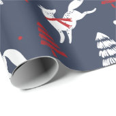White Winter Forrest Foxes kerstboompatroon Cadeaupapier (Rol Hoek)