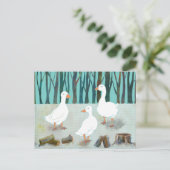 White Winter Geese Briefkaart (Staand voorkant)