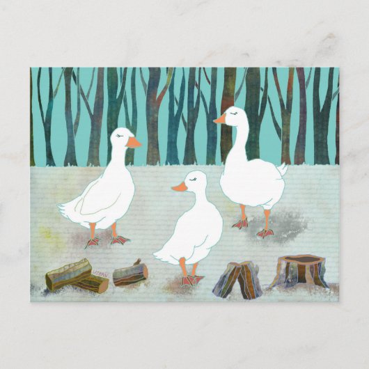 White Winter Geese Briefkaart (Voorkant)