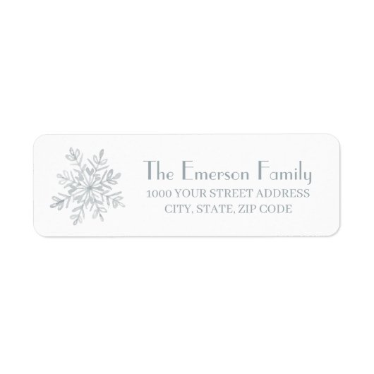 White Winter Holiday Snowflakes Return Address Etiket (Voorkant)