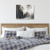White Winter Horse in Mountain Forest Canvas Afdruk (Insitu (Slaapkamer))